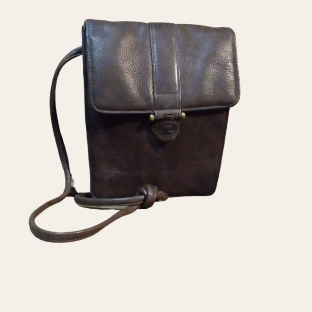 FOSSIL BROWN Pebbled Genuine LEATHER Classic Crossbody Bag 👜 EUC!!!